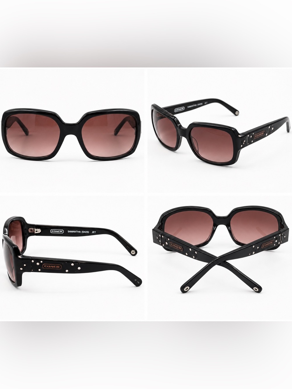 COACH Black Oversized Sunglasses with Gradient Brown Lenses